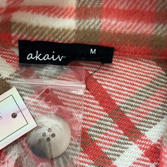 Coral plaid flannel jacket - Picture 3 of 6